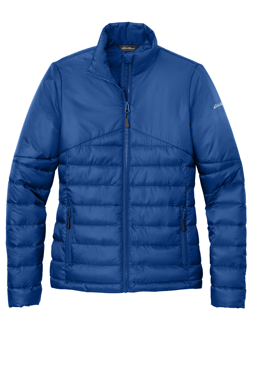 Eddie Bauer EB511 Womens Water Resistant Quilted Full Zip Jacket Cobalt Blue Flat Front