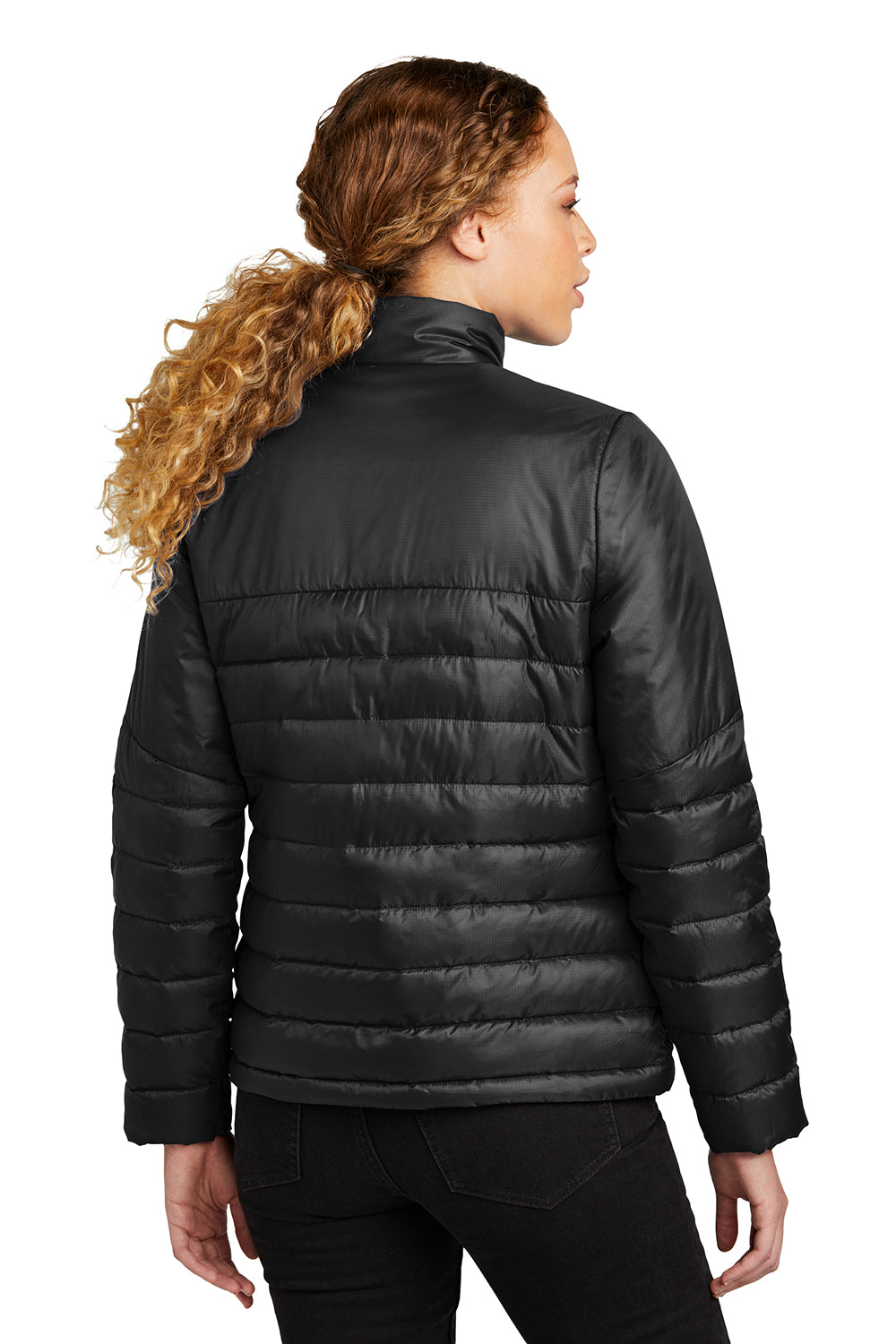 Eddie Bauer EB511 Womens Water Resistant Quilted Full Zip Jacket Deep Black Model Back