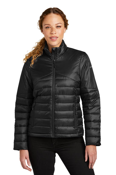 Eddie Bauer EB511 Womens Water Resistant Quilted Full Zip Jacket Deep Black Model Front