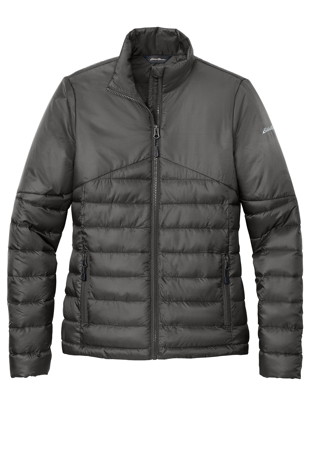 Eddie Bauer EB511 Womens Water Resistant Quilted Full Zip Jacket Iron Gate Grey Flat Front