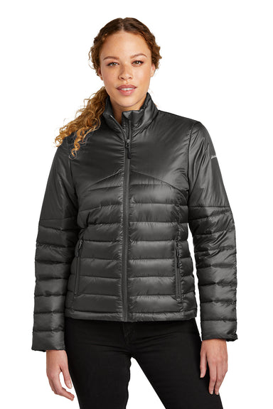 Eddie Bauer EB511 Womens Water Resistant Quilted Full Zip Jacket Iron Gate Grey Model Front