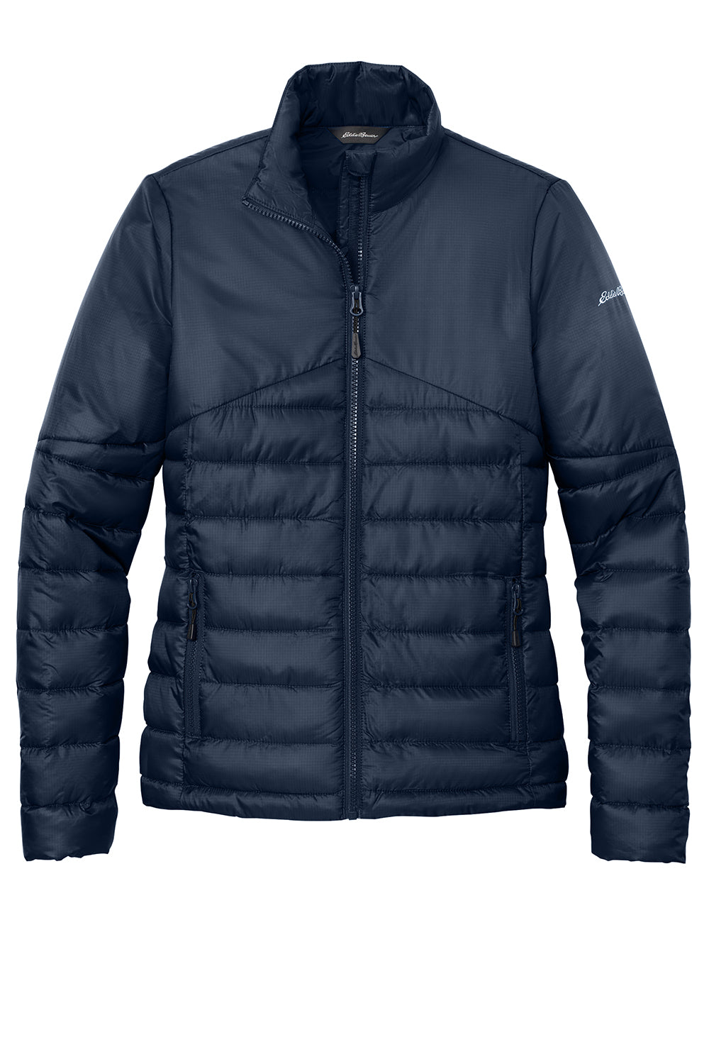 Eddie Bauer EB511 Womens Water Resistant Quilted Full Zip Jacket River Navy Blue Flat Front