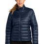 Eddie Bauer Womens Water Resistant Quilted Full Zip Jacket - River Navy Blue