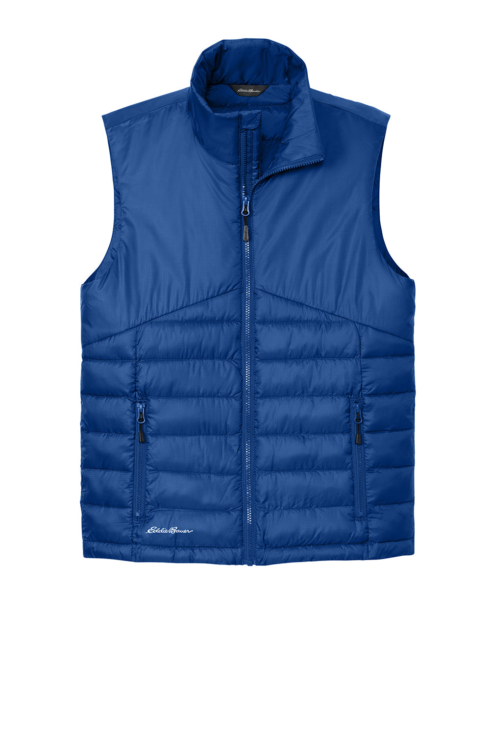 Eddie Bauer EB512 Mens Water Resistant Quilted Full Zip Vest Cobalt Blue Flat Front