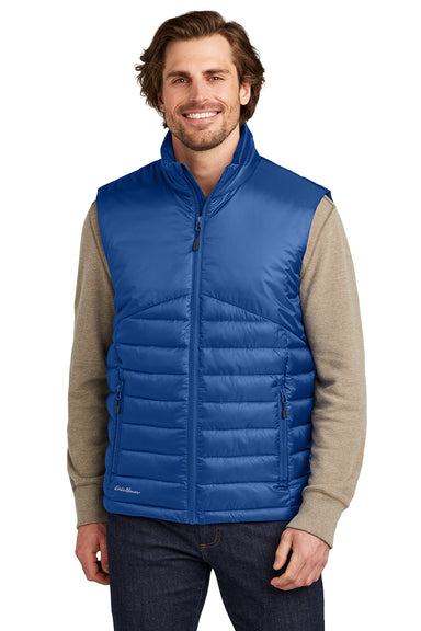Eddie Bauer EB512 Mens Water Resistant Quilted Full Zip Vest Cobalt Blue Model Front