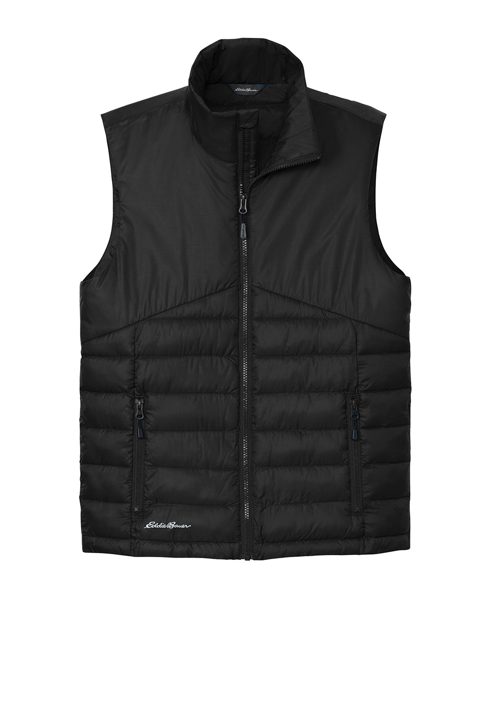 Eddie Bauer EB512 Mens Water Resistant Quilted Full Zip Vest Deep Black Flat Front