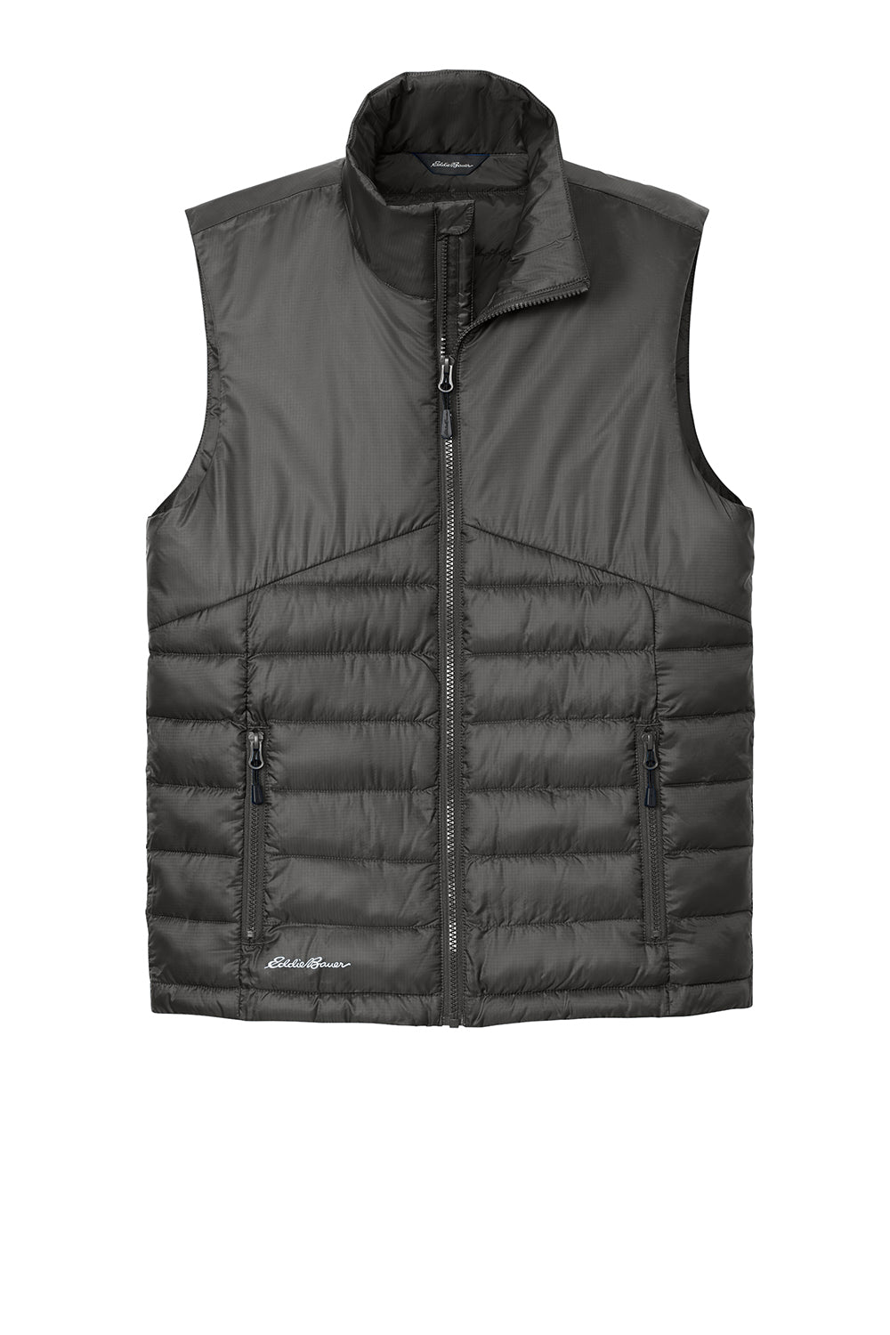 Eddie Bauer EB512 Mens Water Resistant Quilted Full Zip Vest Iron Gate Grey Flat Front