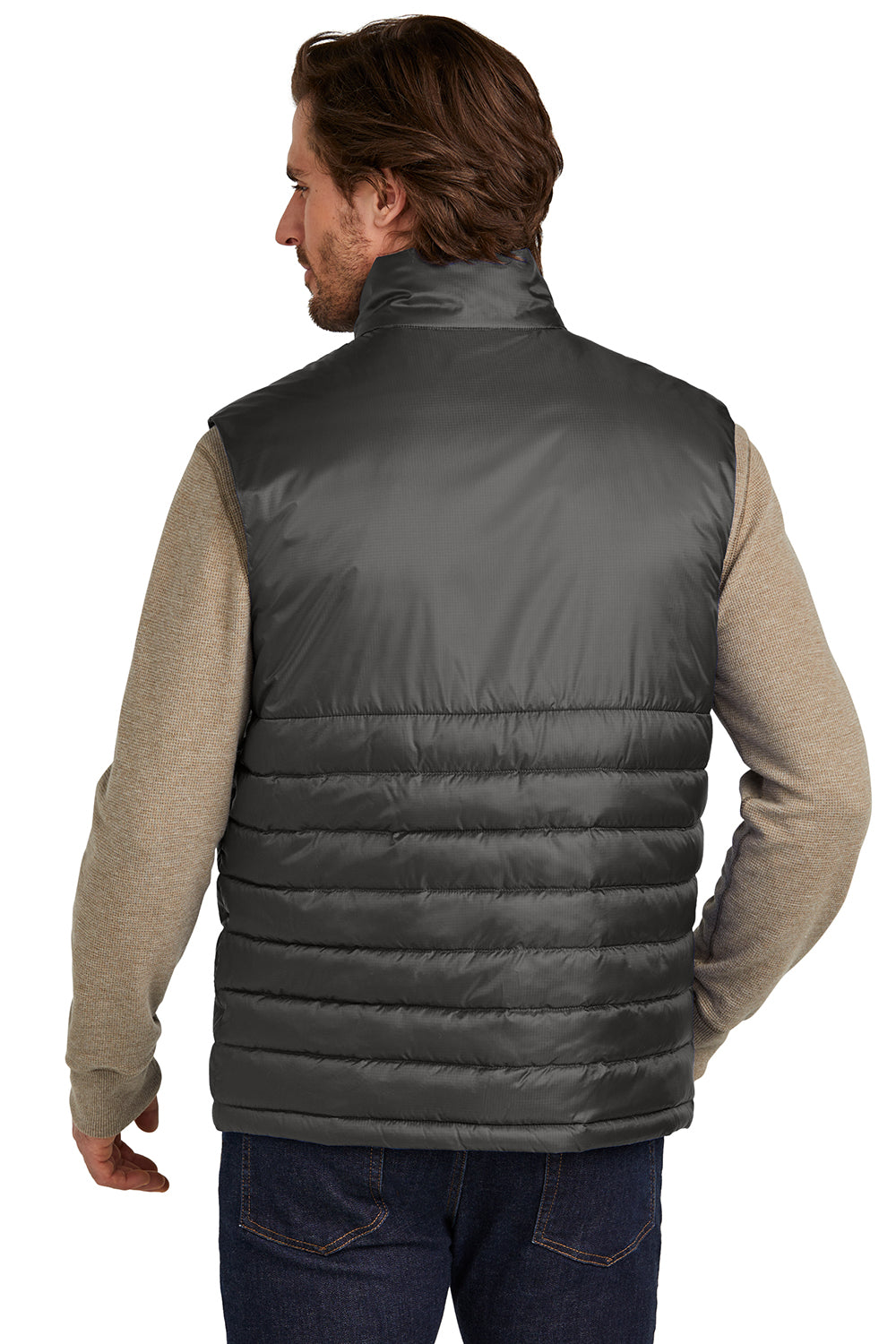 Eddie Bauer EB512 Mens Water Resistant Quilted Full Zip Vest Iron Gate Grey Model Back