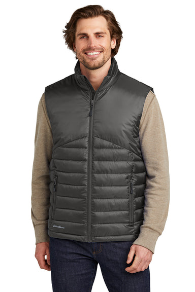 Eddie Bauer EB512 Mens Water Resistant Quilted Full Zip Vest Iron Gate Grey Model Front