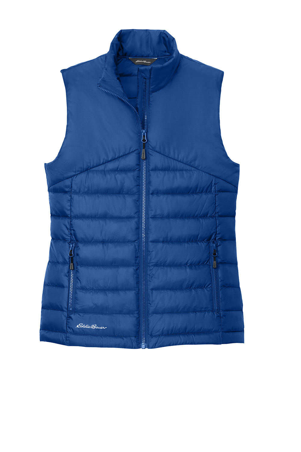 Eddie Bauer EB513 Womens Water Resistant Quilted Full Zip Vest Cobalt Blue Flat Front