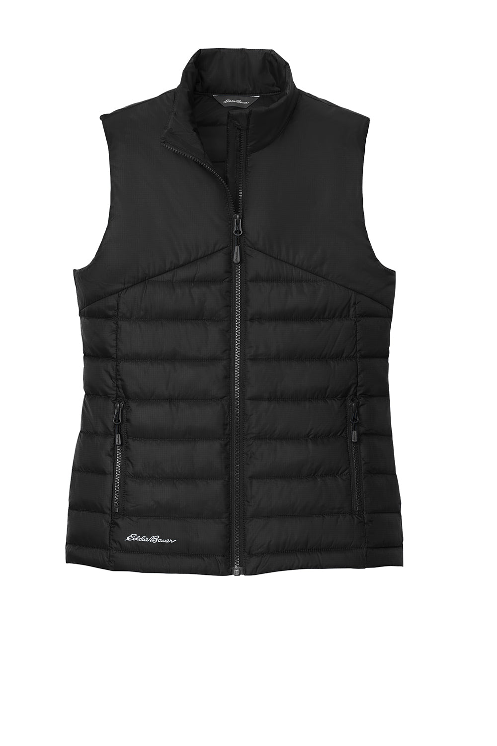 Eddie Bauer EB513 Womens Water Resistant Quilted Full Zip Vest Deep Black Flat Front