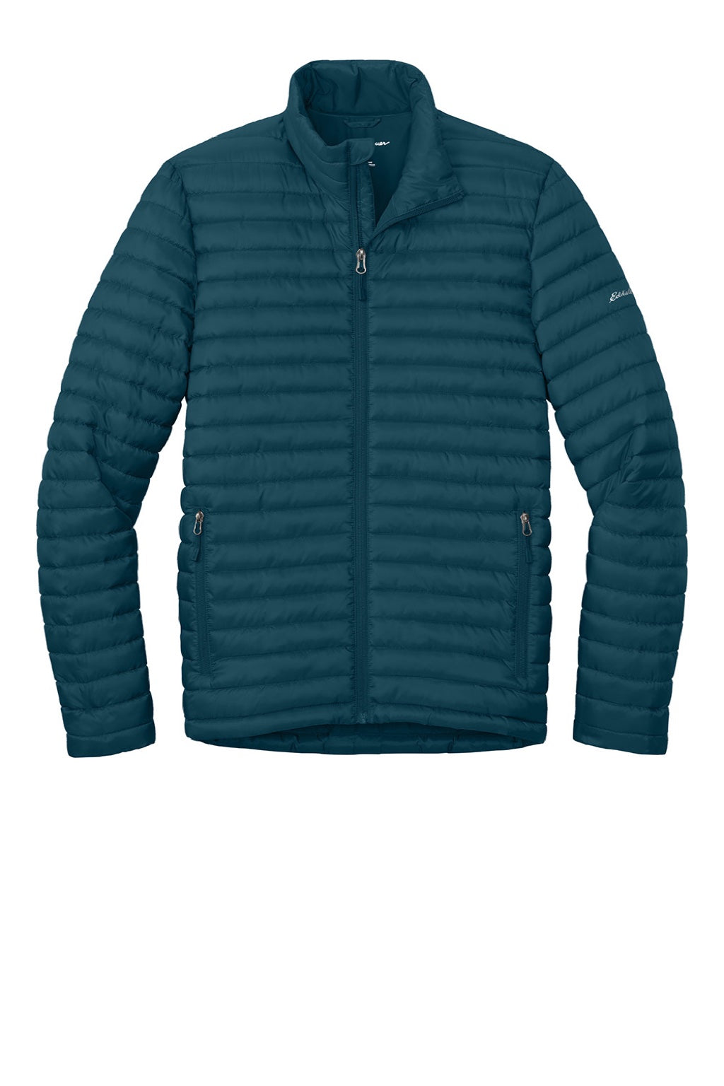 Eddie Bauer EB514 Mens Packable Quilted Water Resistant Full Zip Jacket Adriatic Blue Flat Front