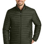Eddie Bauer Mens Packable Quilted Water Resistant Full Zip Jacket - Olive Green
