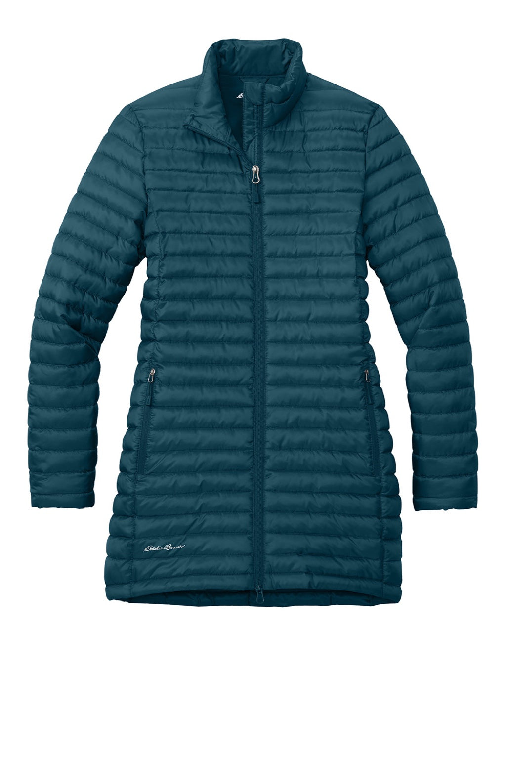 Eddie Bauer EB515 Womens Packable Quilted Water Resistant Full Zip Jacket Adriatic Blue Flat Front