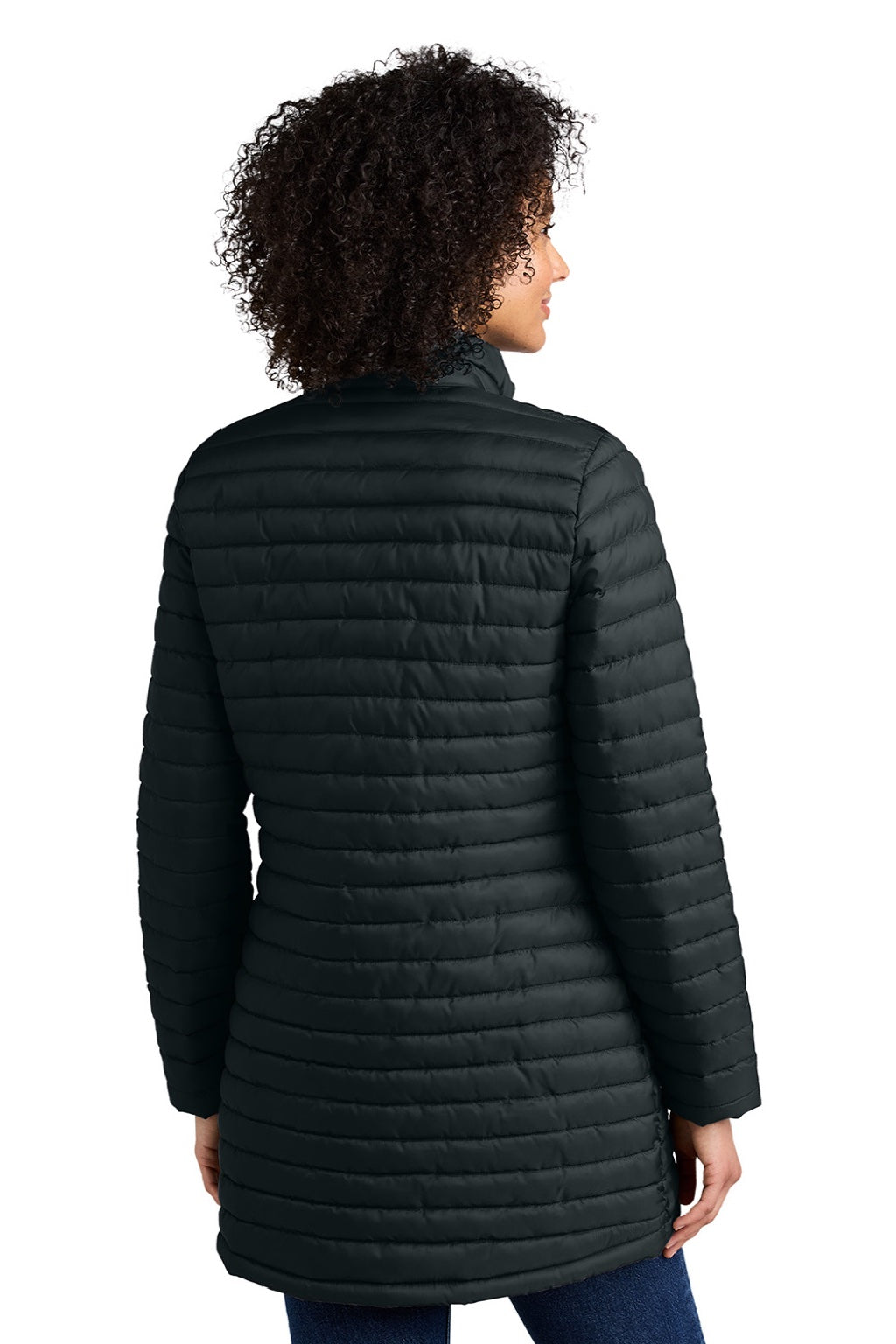 Eddie Bauer EB515 Womens Packable Quilted Water Resistant Full Zip Jacket Black Model Back