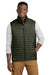 Eddie Bauer EB516 Mens Packable Quilted Water Resistant Full Zip Vest Olive Green Model Front