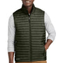 Eddie Bauer Mens Packable Quilted Water Resistant Full Zip Vest - Olive Green