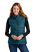 Eddie Bauer EB517 Womens Packable Quilted Water Resistant Full Zip Vest Adriatic Blue Model Front