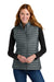 Eddie Bauer EB517 Womens Packable Quilted Water Resistant Full Zip Vest Metal Grey Model Front