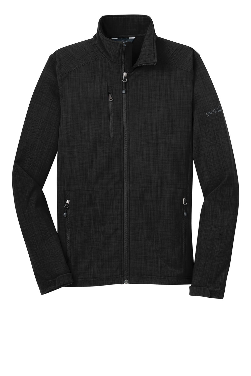 Eddie Bauer EB532 Mens Shaded Crosshatch Wind & Water Resistant Full Zip Jacket Black Flat Front