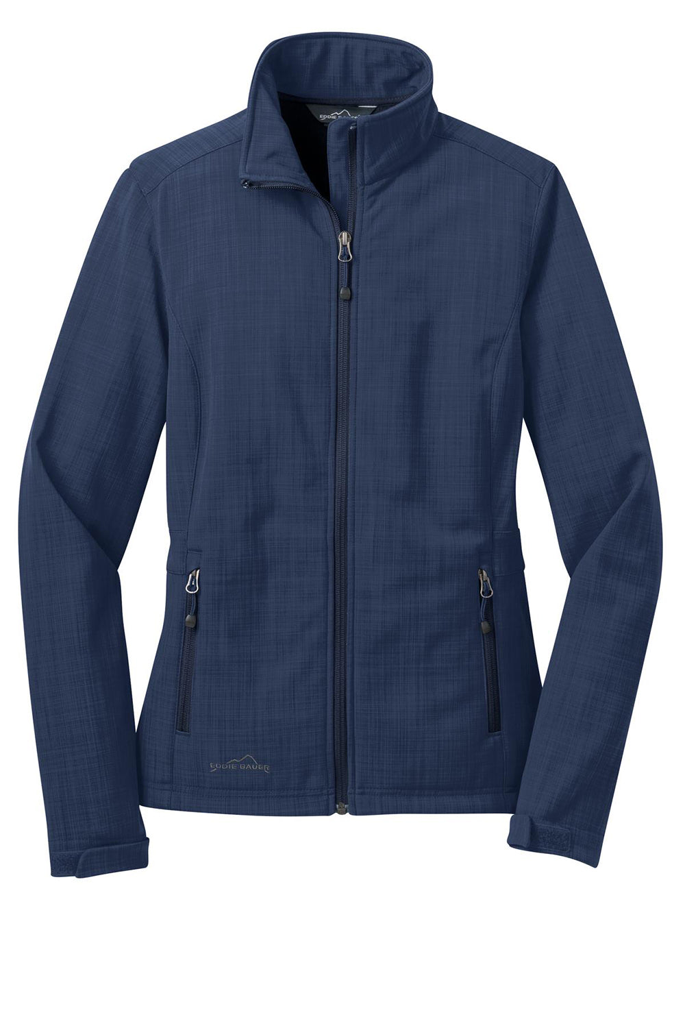 Eddie Bauer EB533 Womens Shaded Crosshatch Wind & Water Resistant Full Zip Jacket Blue Flat Front
