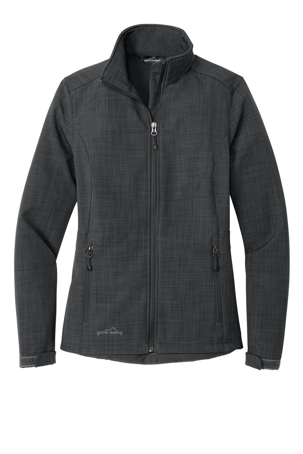 Eddie Bauer EB533 Womens Shaded Crosshatch Wind & Water Resistant Full Zip Jacket Grey Flat Front