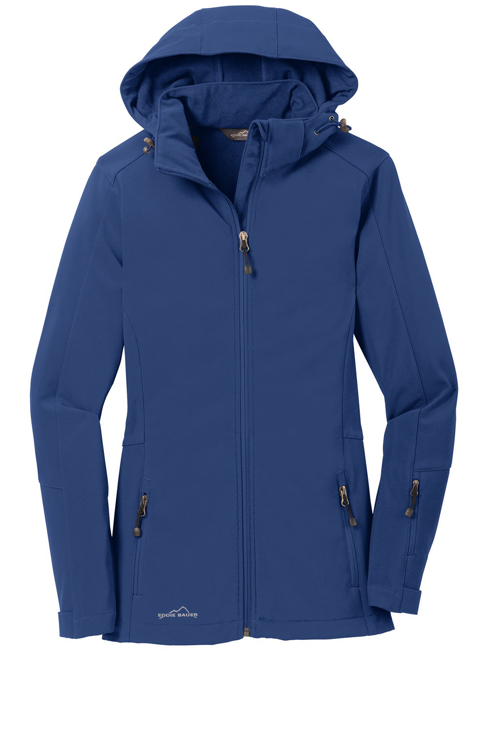 Eddie Bauer EB537 Womens Water Resistant Full Zip Hooded Jacket Admiral Blue Flat Front