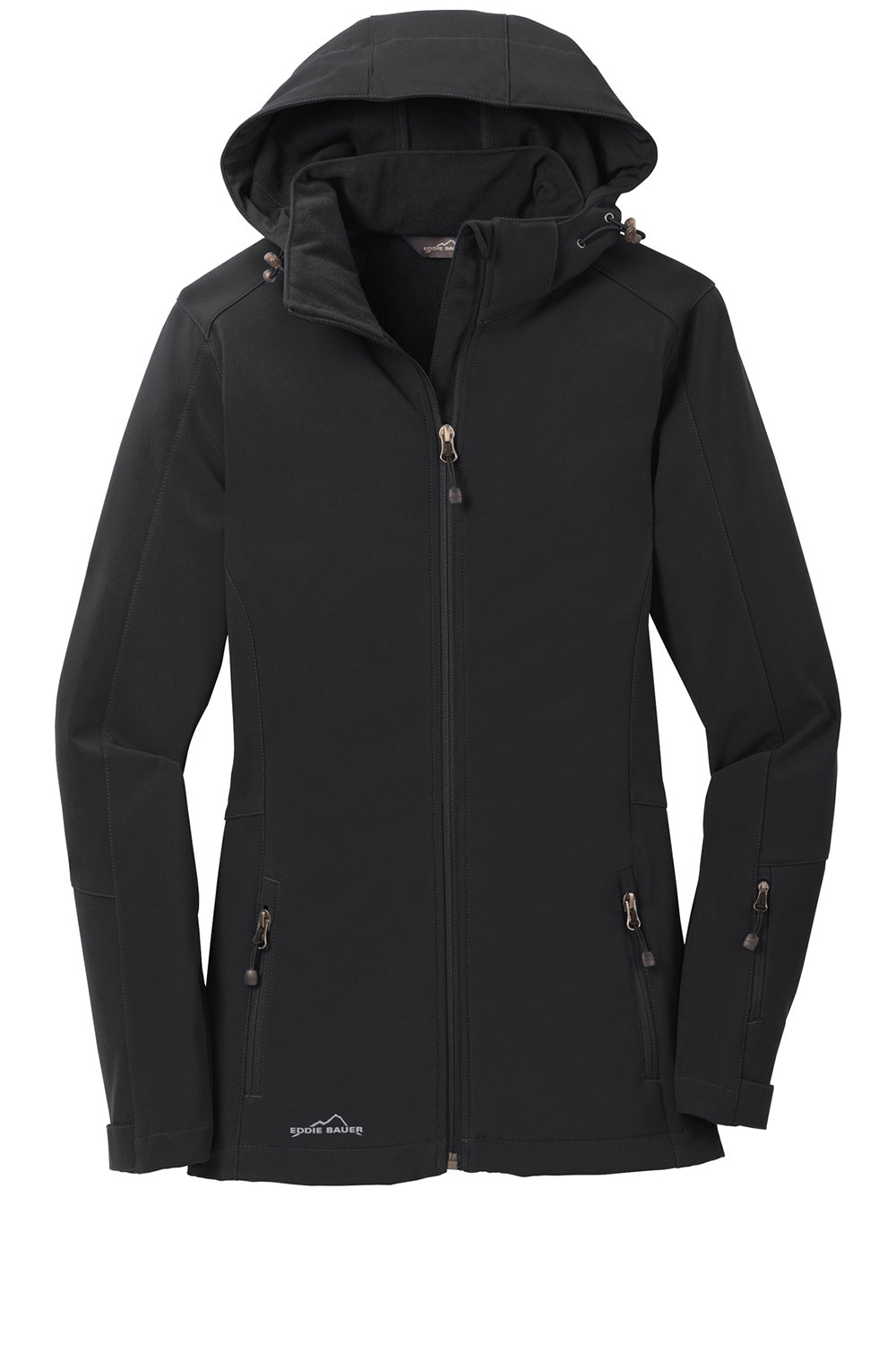 Eddie Bauer EB537 Womens Water Resistant Full Zip Hooded Jacket Black Flat Front