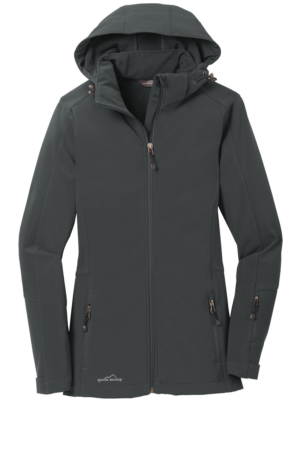 Eddie Bauer EB537 Womens Water Resistant Full Zip Hooded Jacket Steel Grey Flat Front