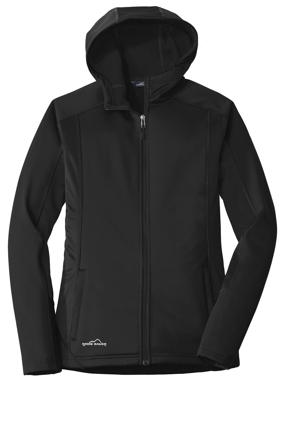 Eddie Bauer EB543 Womens Trail Water Resistant Full Zip Hooded Jacket Black Flat Front