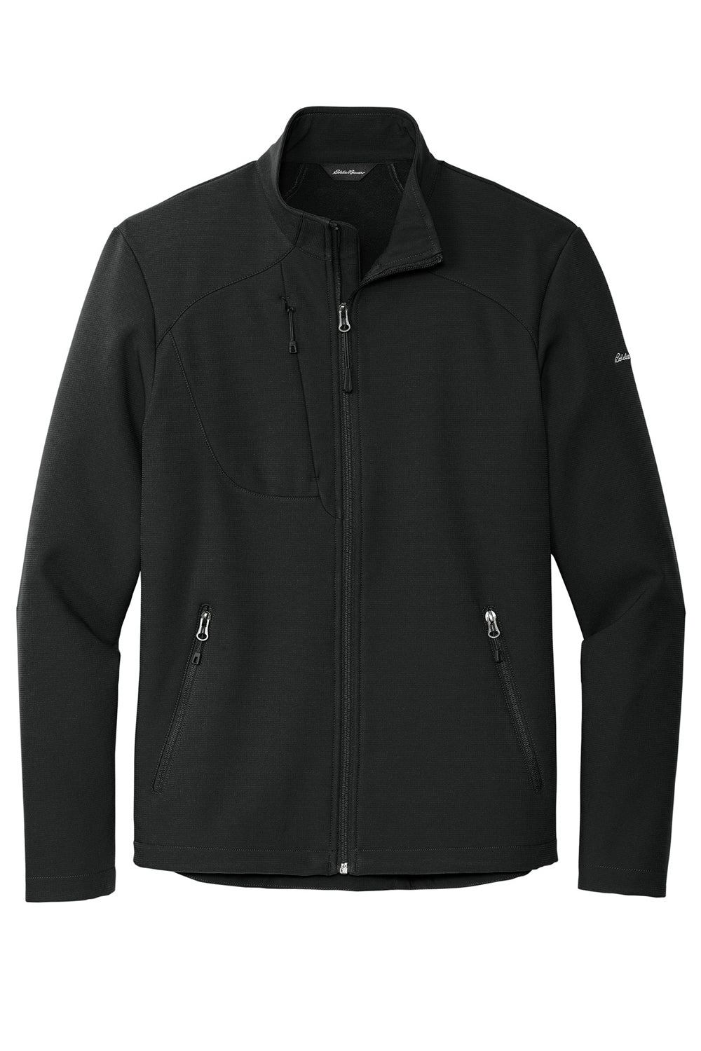 Eddie Bauer EB544 Mens Water Resistant Stretch Full Zip Soft Shell Jacket Deep Black Flat Front