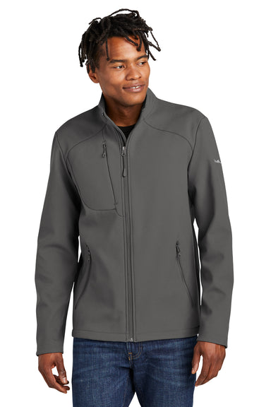 Eddie Bauer EB544 Mens Water Resistant Stretch Full Zip Soft Shell Jacket Iron Gate Grey Model Front