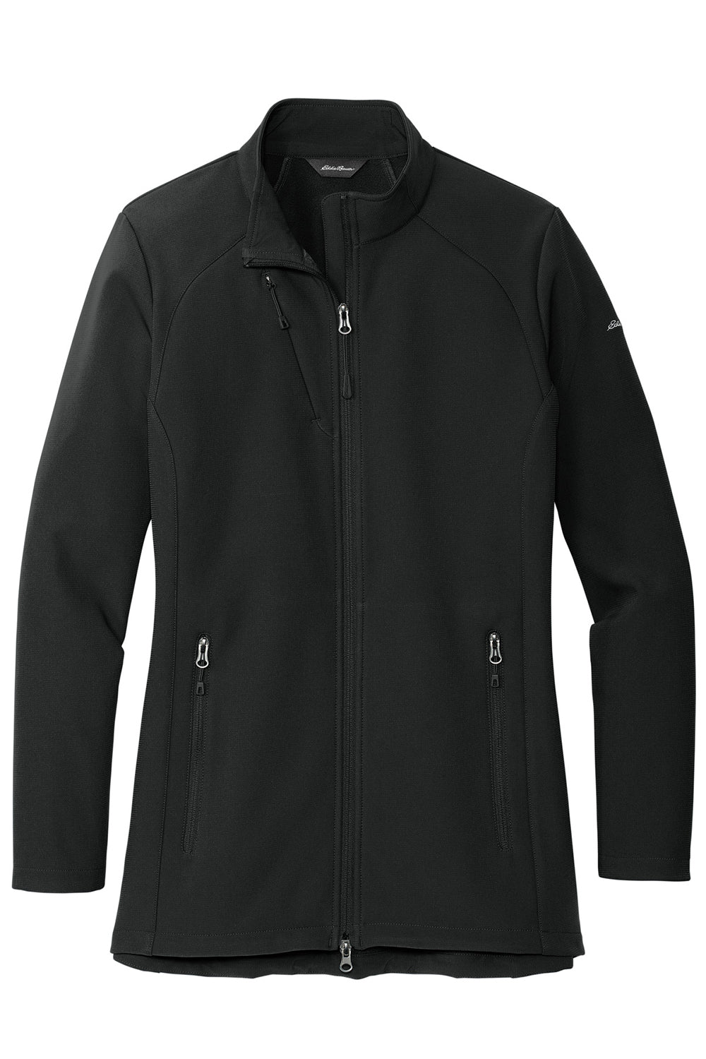 Eddie Bauer EB545 Womens Stretch Water Resistant Full Zip Soft Shell Jacket Deep Black Flat Front