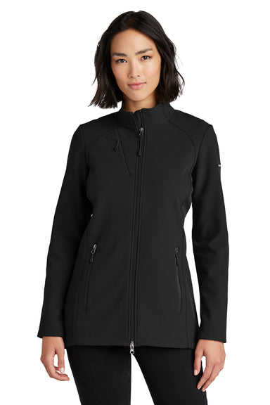 Eddie Bauer EB545 Womens Stretch Water Resistant Full Zip Soft Shell Jacket Deep Black Model Front