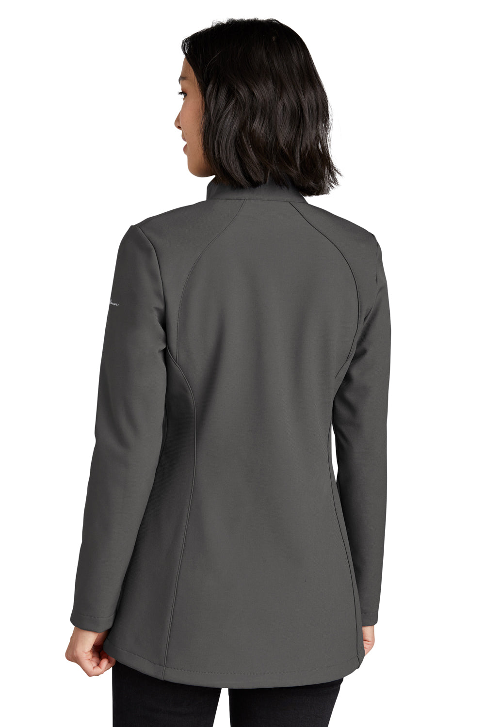 Eddie Bauer EB545 Womens Stretch Water Resistant Full Zip Soft Shell Jacket Iron Gate Grey Model Back