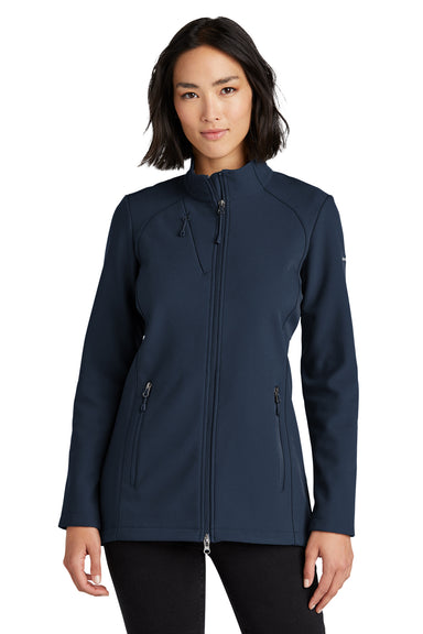 Eddie Bauer EB545 Womens Stretch Water Resistant Full Zip Soft Shell Jacket River Navy Blue Model Front