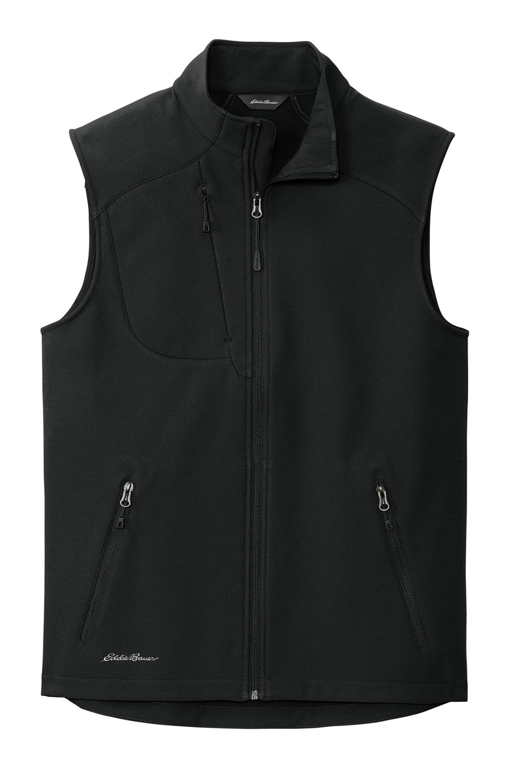 Eddie Bauer EB546 Mens Stretch Soft Shell Full Zip Vest Deep Black Flat Front