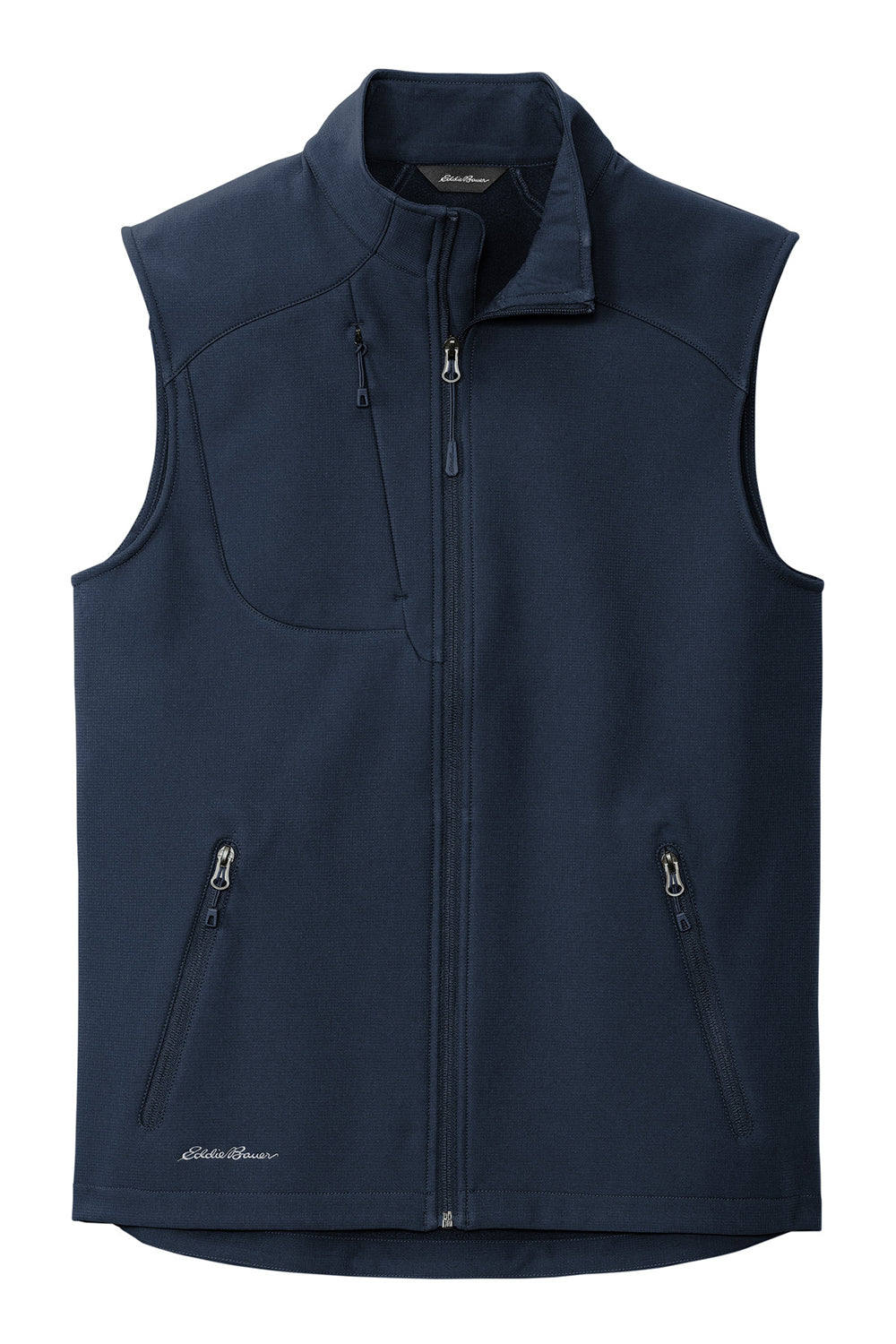Eddie Bauer EB546 Mens Stretch Soft Shell Full Zip Vest River Navy Blue Flat Front