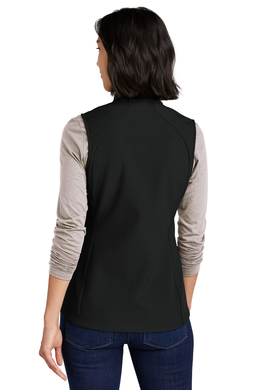 Eddie Bauer EB547 Womens Stretch Soft Shell Full Zip Vest Deep Black Model Back