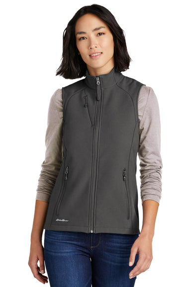 Eddie Bauer EB547 Womens Stretch Soft Shell Full Zip Vest Iron Gate Grey Model Front