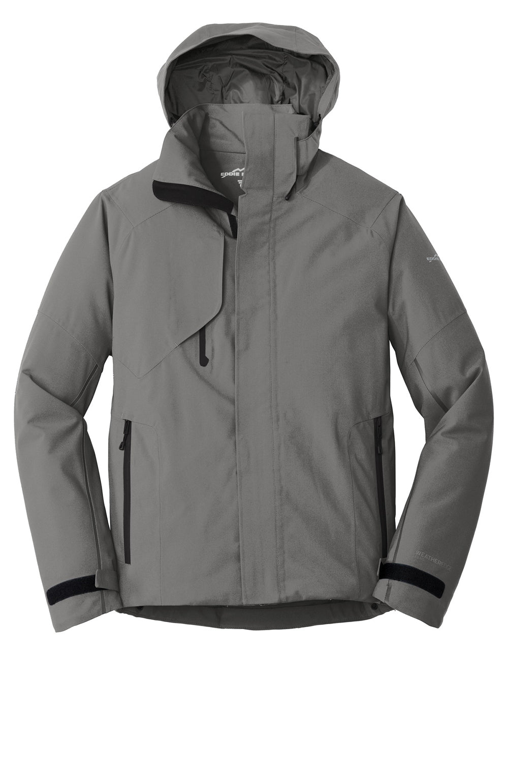 Eddie Bauer EB554 Mens WeatherEdge Plus Waterproof Full Zip Hooded Jacket Metal Grey Flat Front