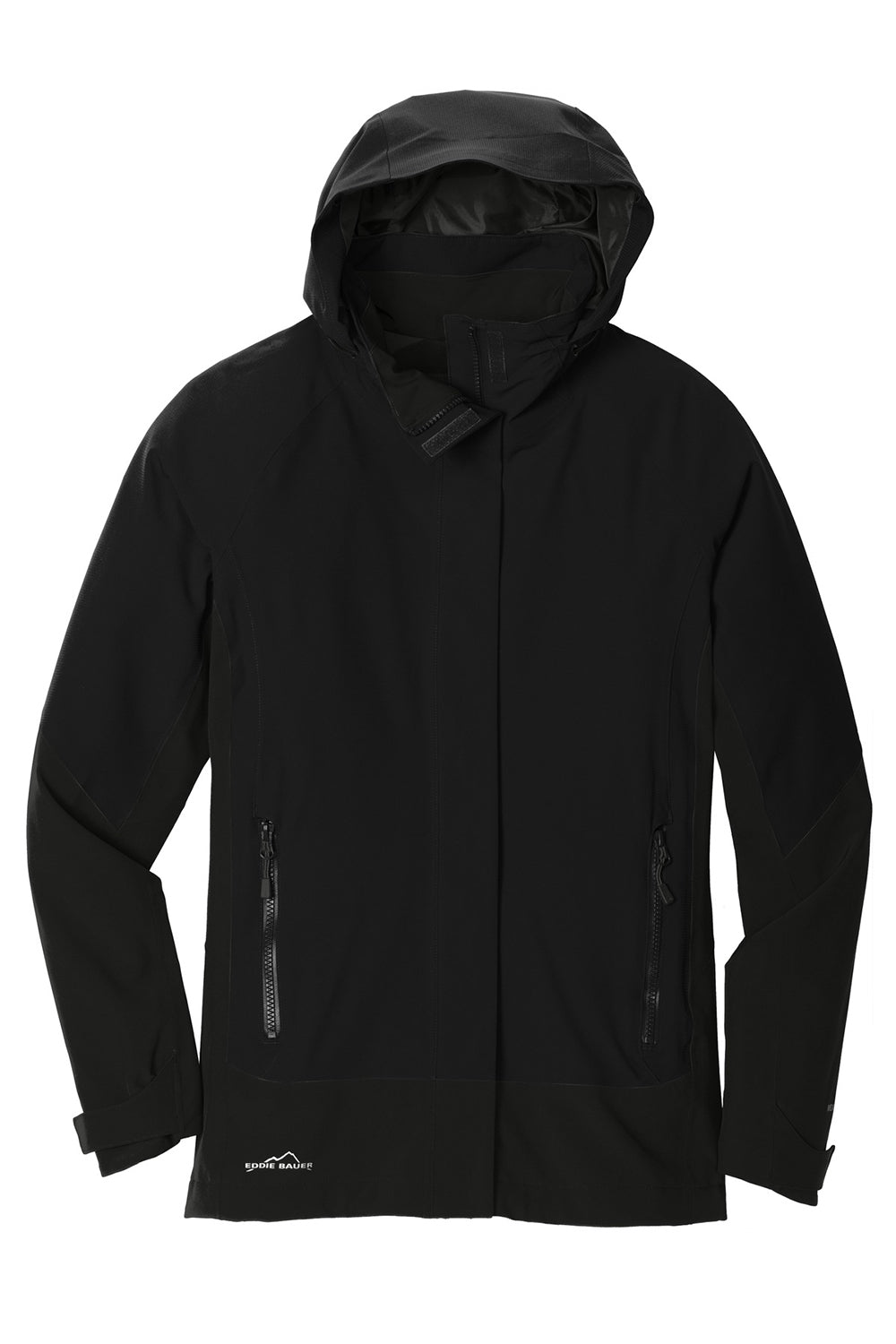 Eddie Bauer EB559 Womens WeatherEdge Waterproof Full Zip Hooded Jacket Black Flat Front