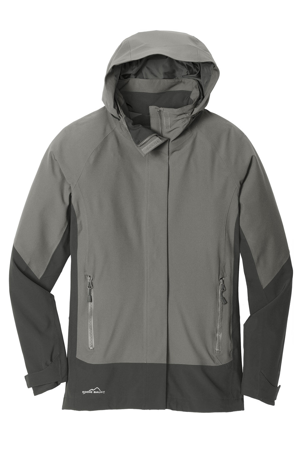 Eddie Bauer EB559 Womens WeatherEdge Waterproof Full Zip Hooded Jacket Metal Grey Flat Front