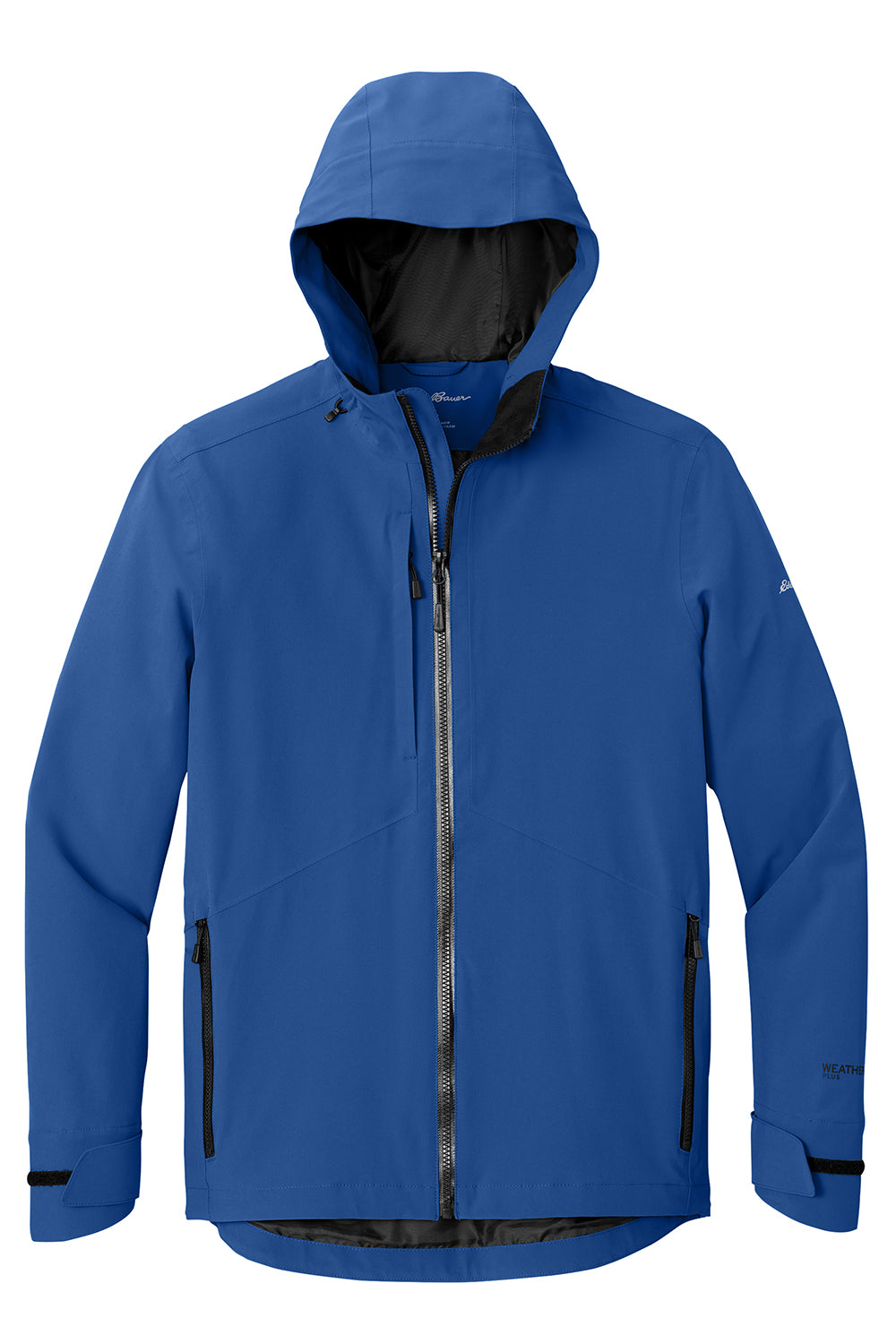 Eddie Bauer EB560 Mens WeatherEdge Plus Waterproof Full Zip Hooded Jacket Cobalt Blue Flat Front