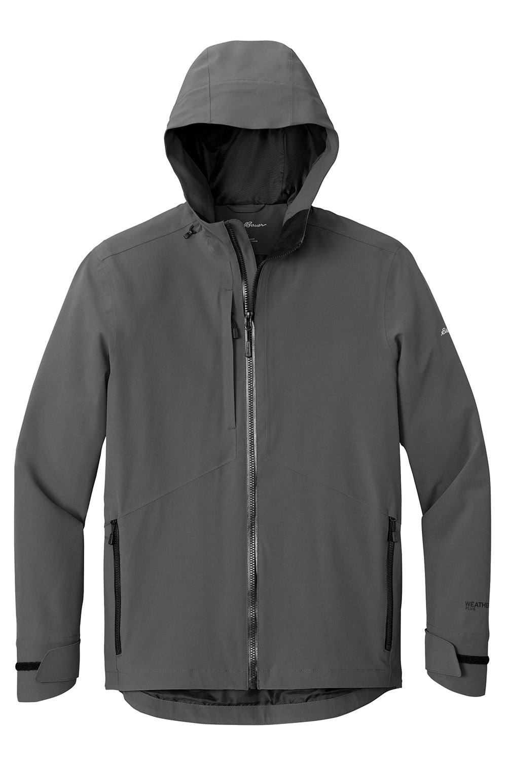 Eddie Bauer EB560 Mens WeatherEdge Plus Waterproof Full Zip Hooded Jacket Iron Gate Grey Flat Front