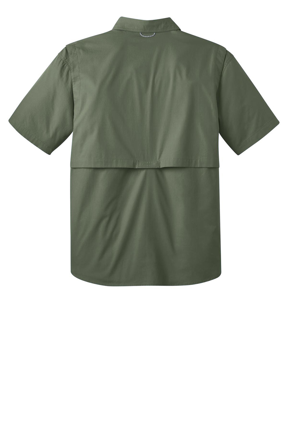 Eddie Bauer EB608 Mens Fishing Short Sleeve Button Down Shirt w/ Double Pockets Seagrass Green Flat Back