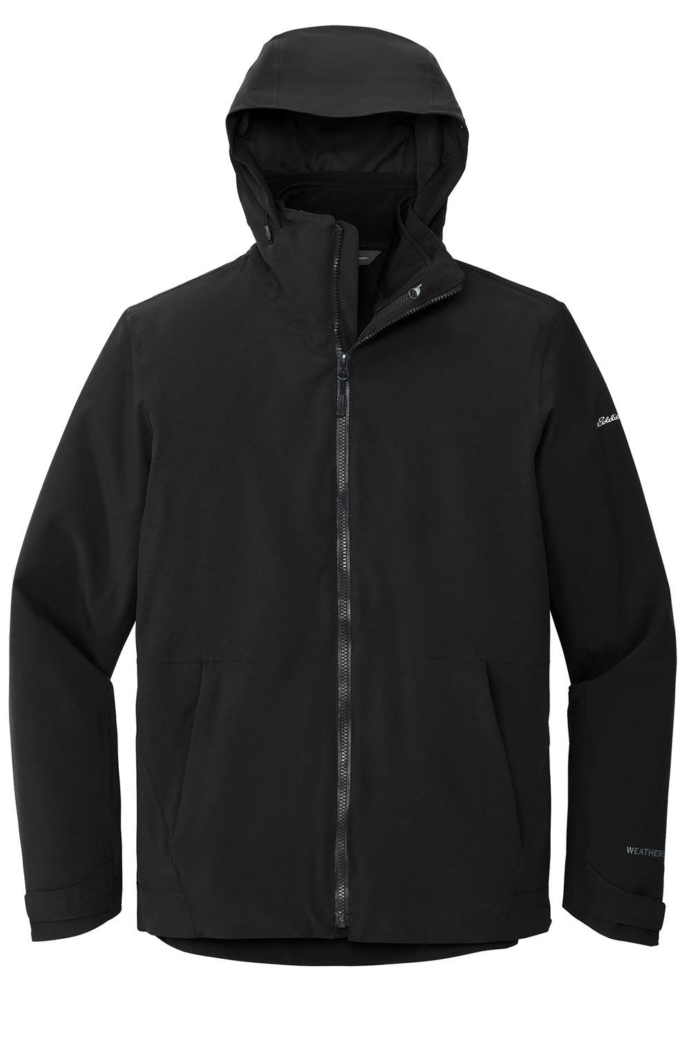 Eddie Bauer EB656 Mens WeatherEdge 3-in-1 Water Resistant Full Zip Hooded Jacket Black/Storm Grey Flat Front