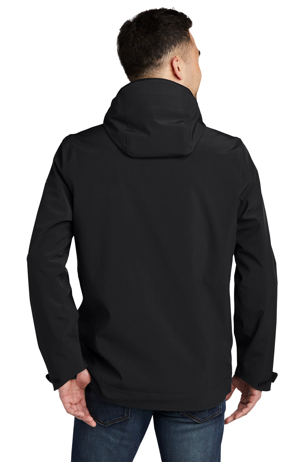 Eddie Bauer EB656 Mens WeatherEdge 3-in-1 Water Resistant Full Zip Hooded Jacket Black/Storm Grey Model Back