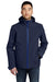 Eddie Bauer EB656 Mens WeatherEdge 3-in-1 Water Resistant Full Zip Hooded Jacket River Navy Blue/Cobalt Blue Model Front