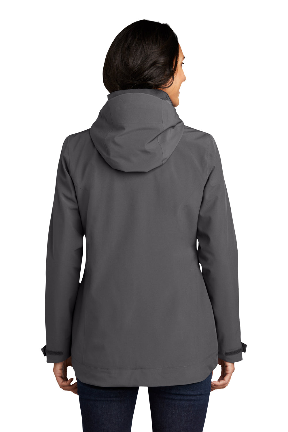Eddie Bauer EB657 Womens WeatherEdge 3-in-1 Water Resistant Full Zip Hooded Jacket Steel Grey/Metal Grey Model Back